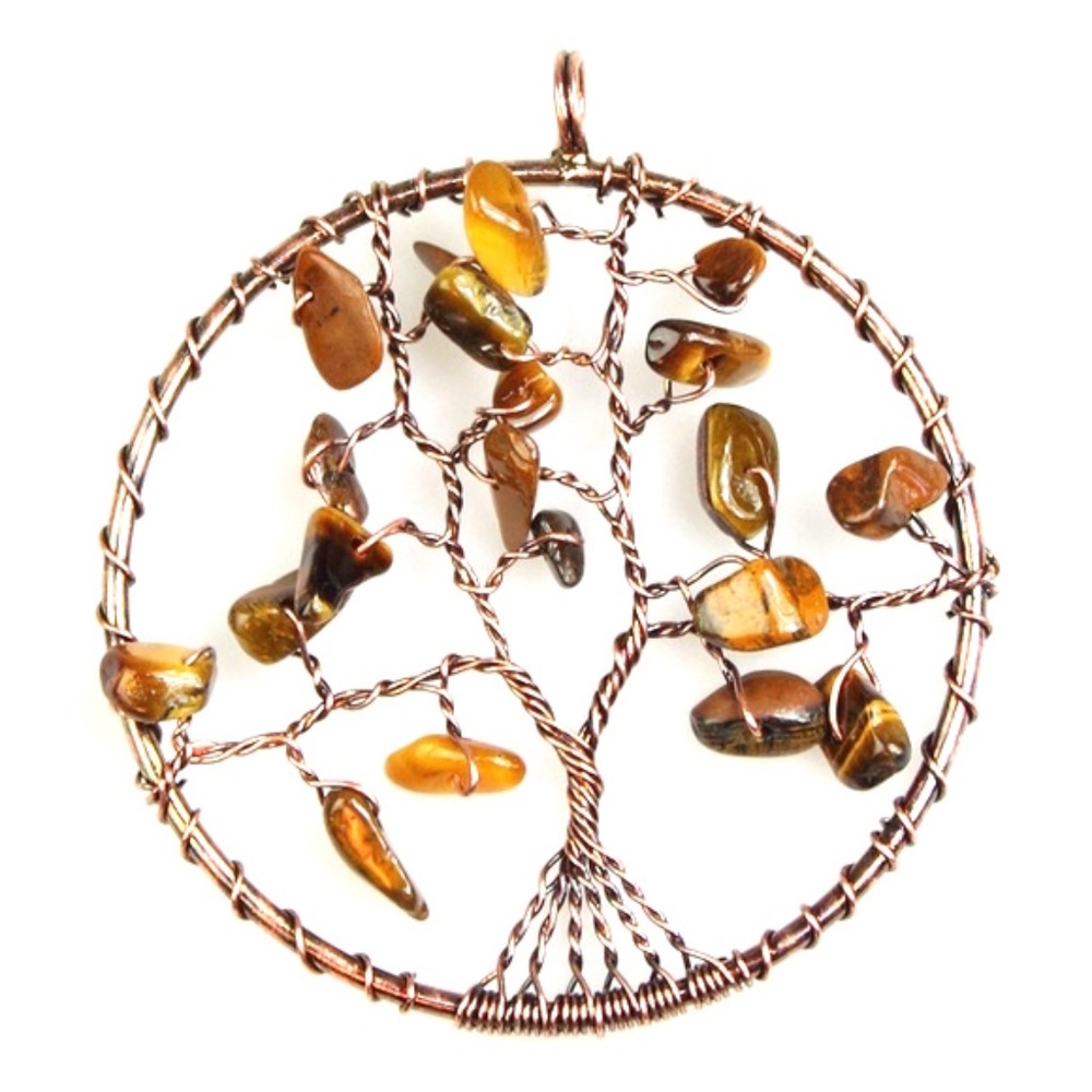 Beautiful Tigers Eye Tree of Life Pendant